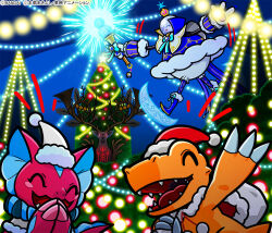Rule 34 | blue eyes, cernumon, claws, digimon, digimon (creature), elizamon, official art, ribbon, santaagumon, skadimon, tail