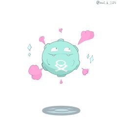 Rule 34 | alternate color, black eyes, closed mouth, commentary request, fangs, fangs out, floating, full body, gen 1 pokemon, highres, koffing, kurorinn125, nintendo, no humans, pokemon, pokemon (creature), pokemon focus, shiny pokemon, sideways glance, smoke, solo, sparkle