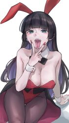 artist_request bocchi_the_rock! breasts cleavage cunnilingus_gesture forked_tongue large_breasts leotard pa-san playboy_bunny tagme tongue