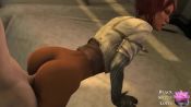 1boy 1girl 3d all_fours animated ass black_spleen_lotus bottomless buttjob capcom dark-skinned_female dark_skin gloves hetero interracial multicolored_hair nilin remember_me short_hair tagme video