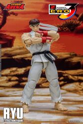 Rule 34 | 1boy, action figure, bare shoulders, barefoot, martial arts belt, photo (medium), ryu (street fighter), storm arena, storm collectibles, street fighter, street fighter zero (series)