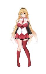 Rule 34 | 1girl, absurdres, alpha transparency, antenna hair, asymmetrical legwear, black hairband, blonde hair, breasts, cleavage, commentary request, detached collar, detached sleeves, full body, green eyes, hairband, headset, highres, kiki (koikuchikinako), kneehighs, large breasts, long hair, miniskirt, necktie, psd available, short necktie, single kneehigh, single sock, single thighhigh, skirt, socks, solo, thighhighs, transparent background, tsurumaki maki, very long hair, voiceroid