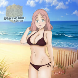 1girl beach black_clover breasts excalibur_overdrive fana_(black_clover) highres large_breasts long_hair swimsuit