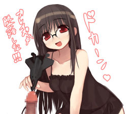 1girl ace_combat ace_combat_5 aircraft airplane arima_senne black_panties brown_hair censored dark_penis f-22 glasses jet kashiwamochi_yomogi lingerie negligee original panties penis red_hair side-tie_panties solo_focus translated underwear what