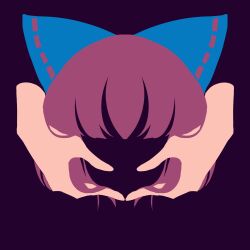 Rule 34 | black background, blending, blue bow, bow, faceless, flat color, hair bow, highres, holding detached head, limited palette, maskin mei, minimalism, no eyes, no lineart, portrait, sekibanki, silhouette, simple background, touhou