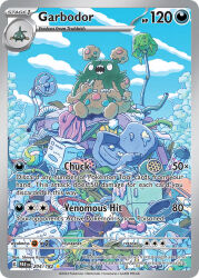 armchair artist_name ball blue_sky box card_(medium) chair character_name clock cloud company_name copyright_name copyright_notice day drum_(container) dumbbell electric_fan english_text garbodor gen_5_pokemon komatsu_shinya lamp nintendo no_humans official_art open_mouth outdoors pokemon pokemon_(creature) pokemon_card pokemon_focus pokemon_tcg refrigerator sharp_teeth sitting sky solo teeth third-party_source trading_card trash trubbish umbrella unused_tire