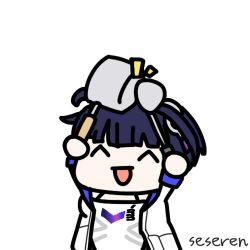 1girl ^_^ animated animated_gif banging closed_eyes ladle lowres open_mouth pot seseren short_hair soup_ladle