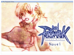 Rule 34 | 1boy, brown capelet, brown gloves, capelet, commentary request, cover, cover page, flower, gloves, hair flower, hair ornament, looking afar, male focus, micoto, novel cover, open mouth, ragnarok online, short hair, solo, upper body, window (computing), wizard (ragnarok online)