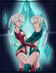1boy 1girl alisaie_leveilleur alphinaud_leveilleur brother_and_sister crystal earrings final_fantasy final_fantasy_xiv jewelry kyder siblings tagme twins