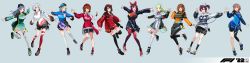 6+girls absurdres alfa_romeo alpha_tauri alpine_racing aston_martin ferrari formula_one haas_racing highres incredibly_absurdres long_image mclaren mercedes-benz multiple_girls personification red_bull wide_image williams_racing