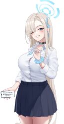 Rule 34 | 1girl, blonde hair, breasts, hair ornament, highres, large breasts, long hair, miniskirt, school uniform, sexually suggestive, skirt, smile, solo