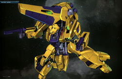 Rule 34 | absurdres, dual wielding, gundam, highres, holding, io takuya, mecha, methuss, no humans, official art, robot, space, zeta gundam