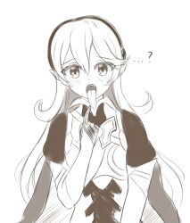 1girl female_corrin_(fire_emblem) fire_emblem long_tongue monochrome nintendo tagme toka0810 tongue tongue_out