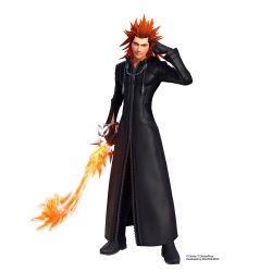 1boy 3d black_coat coat kingdom_hearts kingdom_hearts_iii lea_(kingdom_hearts) male_focus official_art red_hair simple_background solo square_enix white_background