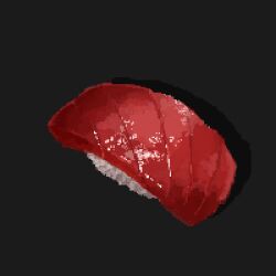 black_background fish_(food) food food_focus from_above hisachan55cute nigirizushi no_humans original pixel_art rice salmon sashimi shadow simple_background still_life sushi
