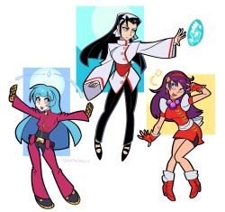 asamiya_athena black_hair blue_hair hair_ornament kagura_chizuru kula_diamond priestess psycho_soldier purple_hair snk star_(symbol) star_hair_ornament the_king_of_fighters the_king_of_fighters_&#039;98 the_king_of_fighters_2000 white_headgear