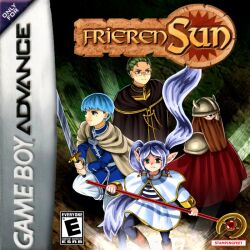 1girl 3boys beard black_robe blue_eyes blue_hair brown_hair capelet closed_mouth commentary cover eisen_(sousou_no_frieren) elf english_commentary esrb facial_hair fake_cover frieren glasses gold_trim golden_sun green_eyes grey_hair heiter helmet himmel_(sousou_no_frieren) holding holding_staff holding_sword holding_weapon long_hair mole mole_under_eye multiple_boys nintendo pointy_ears robe sousou_no_frieren staff stampingfeet sword twintails video_game_cover weapon white_capelet