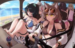 6+girls amanogawa_shiina animal_ears ass barefoot bikini bikini_under_clothes black_bikini black_hair blonde_hair blue_bikini blue_eyes blue_hair blue_nails breasts brown_hair car_interior chisaka_airi closed_eyes colored_inner_animal_ears colored_inner_hair efreezerarts erina_makina eyewear_on_head grey_hair hair_over_one_eye highres himemiya_rie jacket komachi_panko large_breasts long_hair mechanical_arms multicolored_hair multiple_girls nail_polish open_clothes open_jacket open_mouth phase_connect pink_bikini pink_hair purple_hair red_eyes red_hair remilia_nephys shirt short_hair shorts single_mechanical_arm streaked_hair swimsuit tail tied_shirt tiger_ears tiger_girl tiger_tail toenail_polish toenails toes twintails two-tone_hair virtual_youtuber wolf_ears wolf_girl wolf_tail yellow_eyes