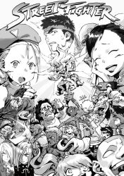 Rule 34 | alex (street fighter), cammy white, capcom, chibi, chun-li, elena (street fighter), gill (street fighter), headband, hugo andore, ibuki (street fighter), laughing, light rays, makoto (street fighter), monochrome, necro (street fighter), official art, oro (street fighter), poison (final fight), q (street fighter), remy (street fighter), street fighter, street fighter iii (series), symmetry, wings, worried