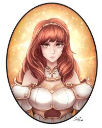 1girl absurdres armor breastplate celica_(fire_emblem) choker fire_emblem fire_emblem_echoes:_shadows_of_valentia highres long_hair nintendo princess red_eyes red_hair silif-art tiara white_armor