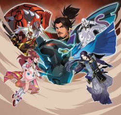 Rule 34 | 1girl, 4boys, akechi mitsuhide, aqua eyes, articuno, artist request, black sclera, box art, brown eyes, brown hair, claws, closed mouth, colored sclera, dust, fake horns, gen 1 pokemon, gen 3 pokemon, gen 5 pokemon, gloves, glowing, glowing eyes, grin, groudon, highres, hood, hood up, horns, jigglypuff, key visual, kneehighs, legendary pokemon, long hair, long sleeves, mask, mewtwo, multiple boys, nintendo, oda nobunaga, official art, oichi no kata, oni mask, open mouth, outline, pokemon, pokemon (creature), pokemon conquest, promotional art, purple eyes, purple hair, real life, red eyes, red mask, red sandals, red sclera, sandals, sharp teeth, smile, socks, spikes, takeda shingen, teeth, textless version, third-party source, uesugi kenshin, v-shaped eyebrows, white eyes, white hair, white outline, white socks, yellow eyes, zekrom