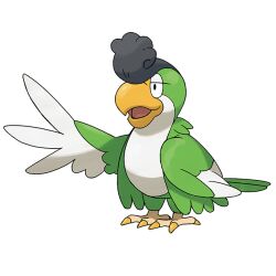 animal_focus artist_request bird full_body nintendo no_humans official_art open_mouth outline pokemon pokemon_(creature) pokemon_focus pokemon_sv solo squawkabilly squawkabilly_(green) third-party_source transparent_background white_outline
