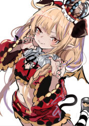 Rule 34 | 1girl, black boots, blonde hair, blush, boots, futaba anzu, idolmaster, idolmaster cinderella girls, idolmaster cinderella girls starlight stage, long hair, looking at viewer, ran (bukeranwu), red eyes, red nails, simple background, smile, solo, white background
