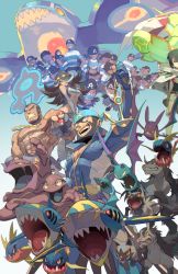 6+boys 6+girls abs anchor archie_(pokemon) bandana brown_hair carvanha commentary_request creatures_(company) crobat dark_skin e_volution facial_hair game_freak gen_1_pokemon gen_2_pokemon gen_3_pokemon gloves grimer kyogre legendary_pokemon matt_(pokemon) mightyena muk multiple_boys multiple_girls muscular navel nintendo open_mouth pokemon pokemon_(creature) pokemon_oras poochyena primal_kyogre rayquaza sharpedo shelly_(pokemon) skin_tight team_aqua team_aqua_grunt teeth topless_male zinnia_(pokemon)