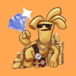 Rule 34 | 1other, blonde hair, blue gemstone, chain, chain necklace, coin, colored skin, crossed legs, diamond (gemstone), diamond ring, fang, gem, gholdengo, glasses, glint, gold, gold chain, hand up, happy, jewelry, leaning back, necklace, nintendo, open mouth, orange background, ornate ring, other focus, oversized object, pince-nez, pokemon, pokemon (creature), ring, sakura arashi, shiny skin, simple background, sitting, skin fang, smile, solo, sunglasses, treasure chest, yellow skin