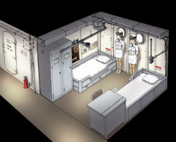 anticipation bed female_soldier gogocherry highres interior isometric locker navy photo_(object) poster_(object) roomscape sex sex_slave soldier uncensored