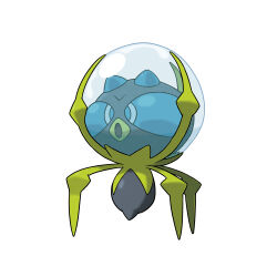 :o animal_focus artist_request bubble bug dewpider full_body gen_7_pokemon nintendo no_humans official_art open_mouth pokemon pokemon_(creature) pokemon_focus pokemon_sm simple_background solo third-party_source white_background
