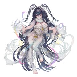 1girl absurdres black_eyes black_hair breasts character_request closed_mouth dress duel_monster full_body highres large_breasts long_hair senada37 simple_background solo twitter_username very_long_hair white_background white_dress yu-gi-oh! yu-gi-oh!_rush_duel