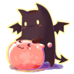 :3 commentary_request creature demon deviruchi hikikomoriguma no_humans poring ragnarok_online simple_background slime_(creature) white_background