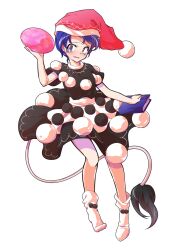 Rule 34 | 1girl, alphes (style), apron, bare arms, blue hair, blush, book, commentary request, dairi, doremy sweet, dream soul, dress, full body, hat, holding, large variant set, legs apart, long tail, nightcap, parody, pom pom (clothes), red hat, short hair, short sleeves, socks, solo, standing, style parody, tachi-e, tail, tapir tail, touhou, transparent background, variant set, waist apron, white apron, white socks