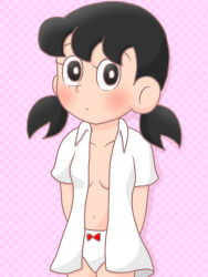 1girl minamoto_shizuka open_clothes open_shirt panties underwear
