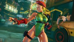 1girl 3d antenna_hair bare_shoulders blonde_hair blue_eyes braid breasts cammy_white covered_navel curvy fighting_stance gloves green_leotard groin hat highleg highleg_leotard highres large_breasts leotard lips long_hair night night_sky red_gloves red_headwear road ryona screencap shiny_clothes sky street street_fighter street_fighter_v thighs third-party_edit thong_leotard twin_braids very_long_hair wide_hips
