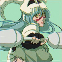 Rule 34 | 1girl, bleach, breasts, fingerless gloves, gloves, green eyes, green hair, large breasts, long hair, nelliel tu odelschwanck, strikek-lvvjm27, torn clothes