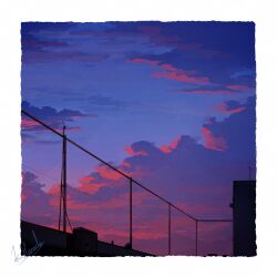Rule 34 | alu.m (alpcmas), cloud, cloudy sky, commentary request, dusk, highres, no humans, original, outdoors, radio antenna, sky, sky focus