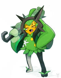 1other absurdres bright_pupils club_(weapon) commentary_request fang full_body half-closed_eyes hand_on_own_hip highres holding holding_club holding_weapon horns looking_at_viewer nintendo ogerpon open_mouth pokemon pokemon_(creature) solo standing star-shaped_pupils star_(symbol) symbol-shaped_pupils tenebscuro tongue weapon white_background white_pupils yellow_eyes