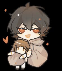 animated animated_gif armand chibi heart holding i_became_a_god_in_a_horror_game long_sleeves male_focus mu_sicheng open_mouth peijingugugu puppet short_hair smile solo