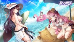 3girls ass bikini butt_crack eksistere_kyrenia gijang girl_cafe_gun heterochromia multiple_girls ocean see-through_clothes shi_wuxia shi_wuyou swimsuit tagme wallpaper water wet