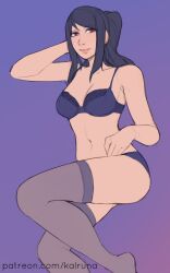 1girl blue_bra blue_panties bra jill_stingray kalruna panties solo underwear va-11_hall-a