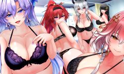 5girls baizhi_(wuthering_waves) bikini black_bikini breasts cantarella_(wuthering_waves) changli_(wuthering_waves) cleavage d.d.g_(ddg3420) highres hospital large_breasts long_hair looking_at_viewer mature_female multiple_girls pov self-upload swimsuit tacet_mark_(wuthering_waves) wuthering_waves yinlin_(wuthering_waves) zani_(wuthering_waves)