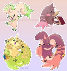 absurdres book digimon gem glasses highres horn horns lopmon lopmon_x-antibody terriermon terriermon_x-antibody