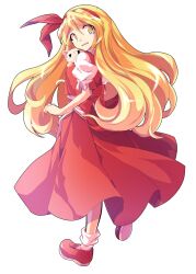 1girl alphes_(style) back_bow blonde_hair bow cat commentary_request dairi ellen_(touhou) from_side full_body hair_ribbon hairband large_variant_set long_hair looking_at_viewer open_mouth parody pet puffy_short_sleeves puffy_sleeves red_bow red_hairband red_ribbon red_shoes red_skirt red_vest ribbon shirt shoes short_sleeves simple_background skirt socks sokrates_(touhou) solo style_parody tachi-e tearing_up touhou touhou_(pc-98) transparent_background variant_set vest white_cat white_shirt white_socks yellow_eyes