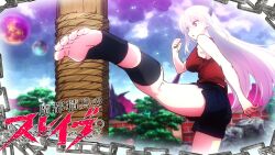 Rule 34 | 1girl, anime screenshot, barefoot, eyecatch, fantasy, feet, female focus, foot focus, high kick, highres, kicking, martial arts, mato seihei no slave, official art, soles, solo, toes, uzen kyouka