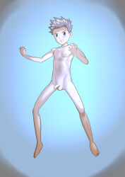 1boy akiyama_ryo armpit_crease artist_request barefoot biomerge blue_eyes blue_theme brown_hair clenched_hands clenched_teeth collarbone completely_nude determined digimon digimon_tamers feet fighting_stance fingernails flaccid floating full_body fusion glowing gluteal_fold groin hands_up highres knees legs looking_at_viewer male_focus matrix_evolution navel neck nipples nude parted_lips short_hair shota small_penis spiked_hair spread_legs stomach teeth testicles thighs toes