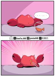 ... absurdres animal commentary crab ebi-chan_(gawr_gura) english_commentary highres hololive hololive_english indie_virtual_youtuber no_humans sameko_saba shrimp speech_bubble virtual_youtuber x_anus zetsuental