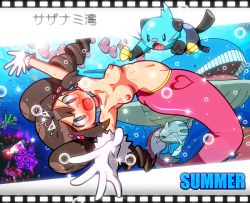 Rule 34 | 10s, breasts, brown hair, dewott, gem, gen 2 pokemon, gen 3 pokemon, gen 5 pokemon, gloves, image sample, luvdisc, mermaid, monster girl, navel, nintendo, nipples, pixiv sample, pokemon, pokemon (creature), pokemon bw2, remoraid, rorretsim, rosa (pokemon), topless female, wailord
