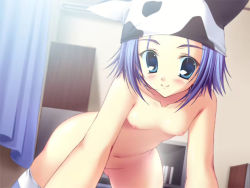 amakase_minatsu bedroom blush breasts crawling da_capo da_capo_ii from_below game_cg looking_at_viewer navel nipples nude small_breasts smile